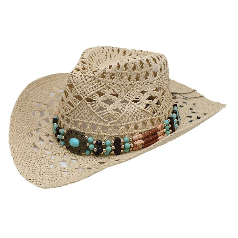 Chapeau de cowboy bohème ajouré, chapeau pour hommes Aliexpress, chapeau de plage de cowboy occidental d'été, offre spéciale