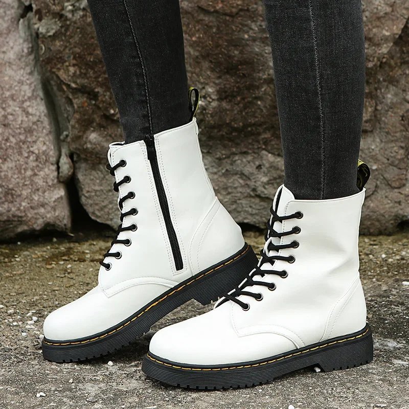 Punk Shoes New Chunky Heel Platform Motorcycle Boots Women Round Toe Creeper Boots Designer Women Ankle Boots Botas De Mujer