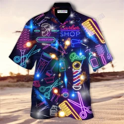 New Men's Shirts Hairdresser 3d Print Shirt Men Fashion Shirts Short Sleeve Hawaiian Shirt Beach Casual Barber Blouse Clothes