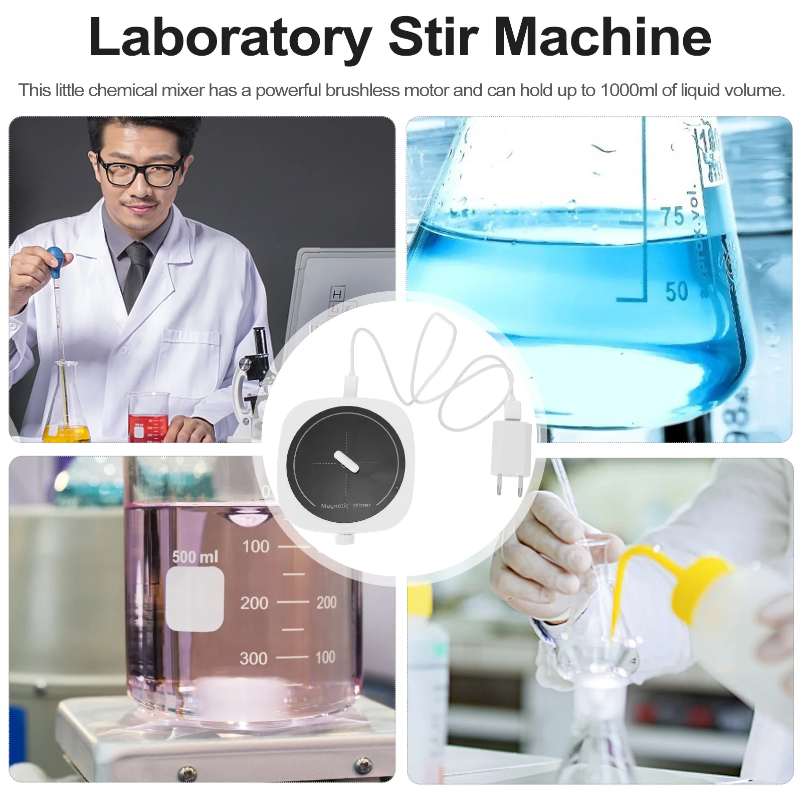 Magnetic Stirrer Low Noise Laboratory Blender Electromagnetic Portable Supplies Stirring Apparatus Machine Abs Labs