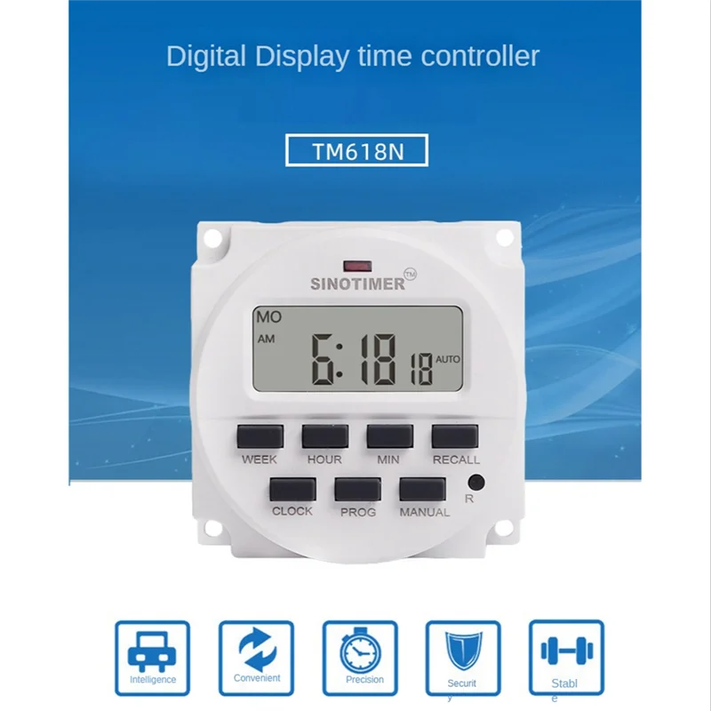 Sinotimer Tm618N-2 Lcd 1.6 Inch Digitale 220V Ac 7 Dagen Programmeerbare Timer Schakelaar Met Relais Binnen En Countdown Tijd Functie