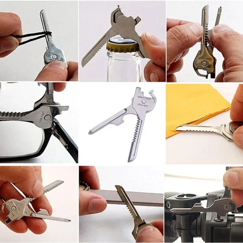 Utili Key Shape Mini Multi Tool Multipurpose Knife Opener Screwdriver Ring Keychain Pocket Survive Edc Gear Utility Pocket Kit
