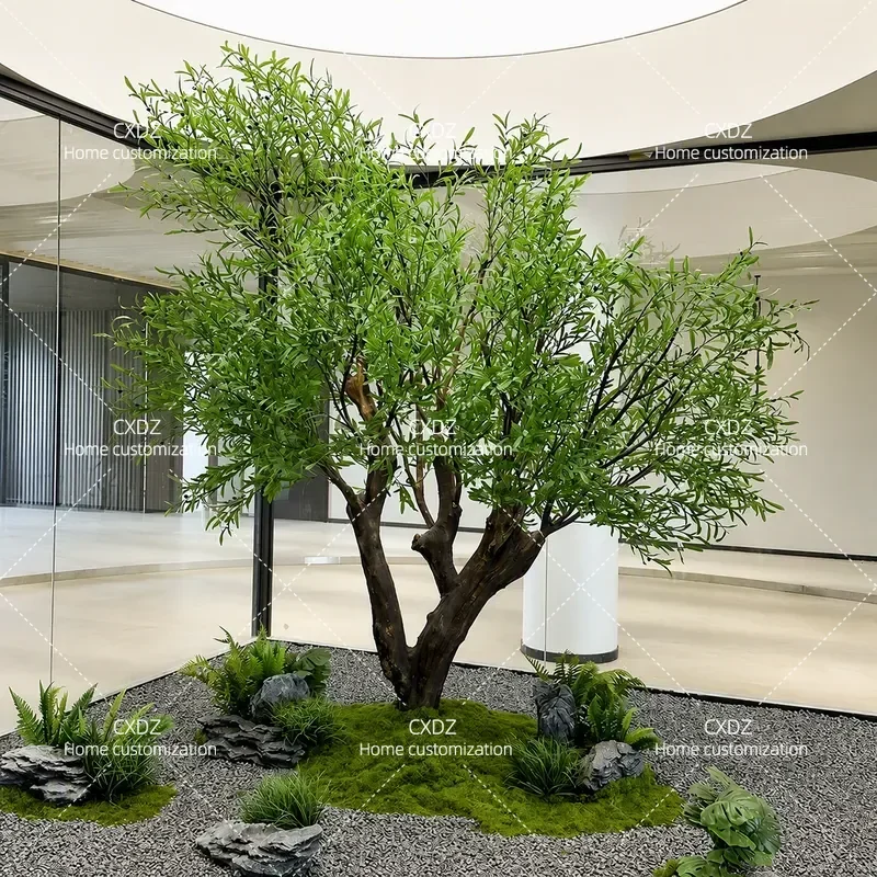 Large Olive Tree Artificial Plant Floor to Ceiling Bionic Greenery Indoor Outdoor Landscape Decoration for Window Tea Room