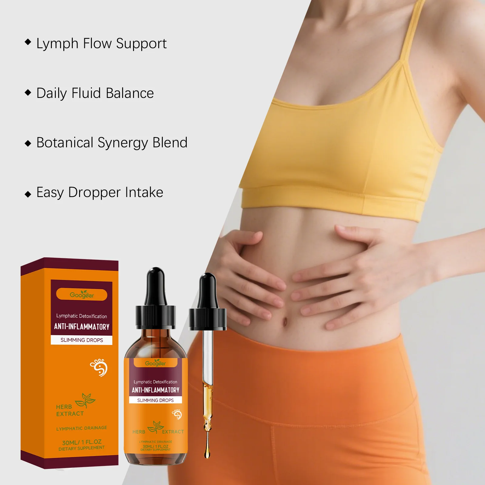 Lymph Cleanse Slimming Drops Improve Lymph Circulation Relieve Swelling Fat Loss Weight Management Body Slim Essential Drops
