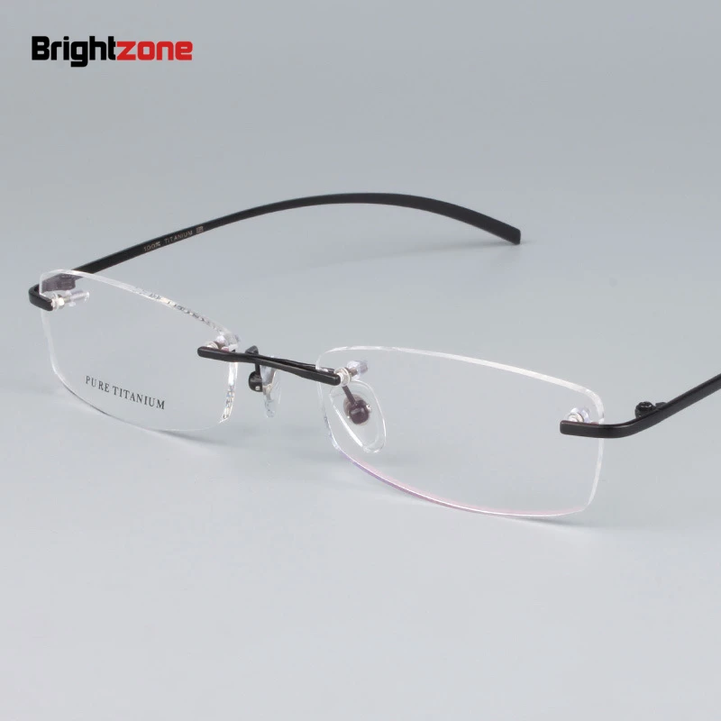 

Hot Sell 100% Pure Titanium Men's Eyeglasses Frame Optical Prescription Women RXable Rimless Glasses Light Weight 1028 Demo Lens