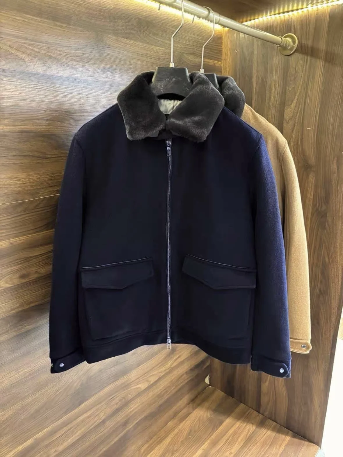 

Italian LP wool cashmere blend plush collar jacket