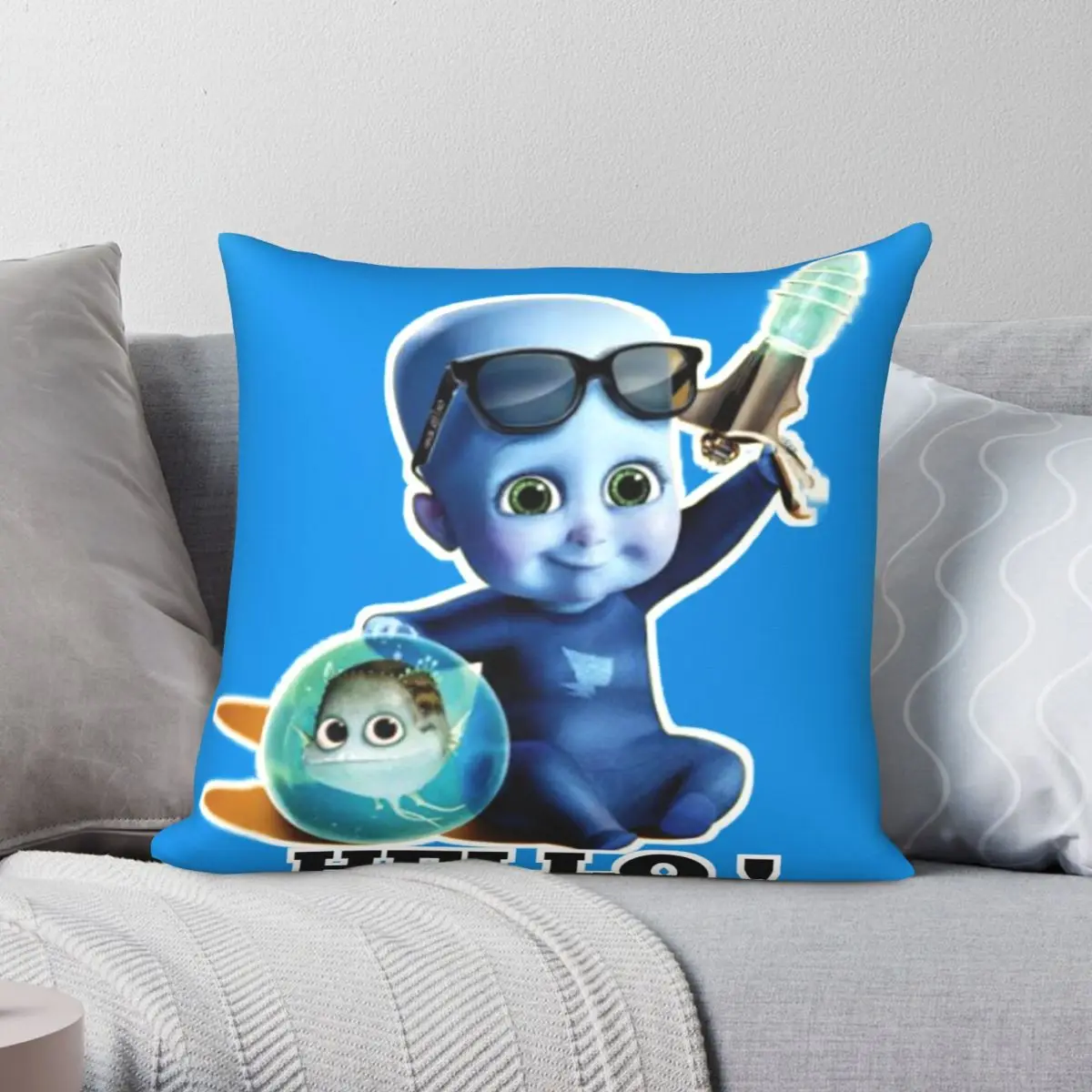 Megamind Square Pillowcase Polyester Linen Velvet Creative Zip Decor Throw Pillow Case Home Cushion Cover