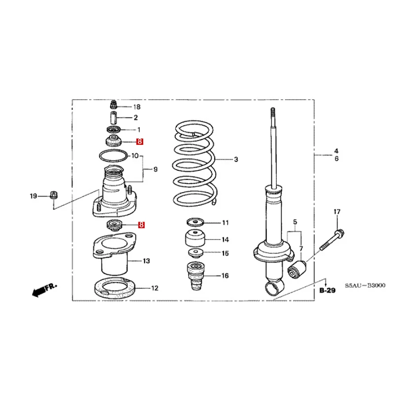 Ho nd a Steering, Brake and Suspension Rear Shock Absorber Rubber Pad 2 52631S5A004/52631-S5A-004/52631 S5A 004
