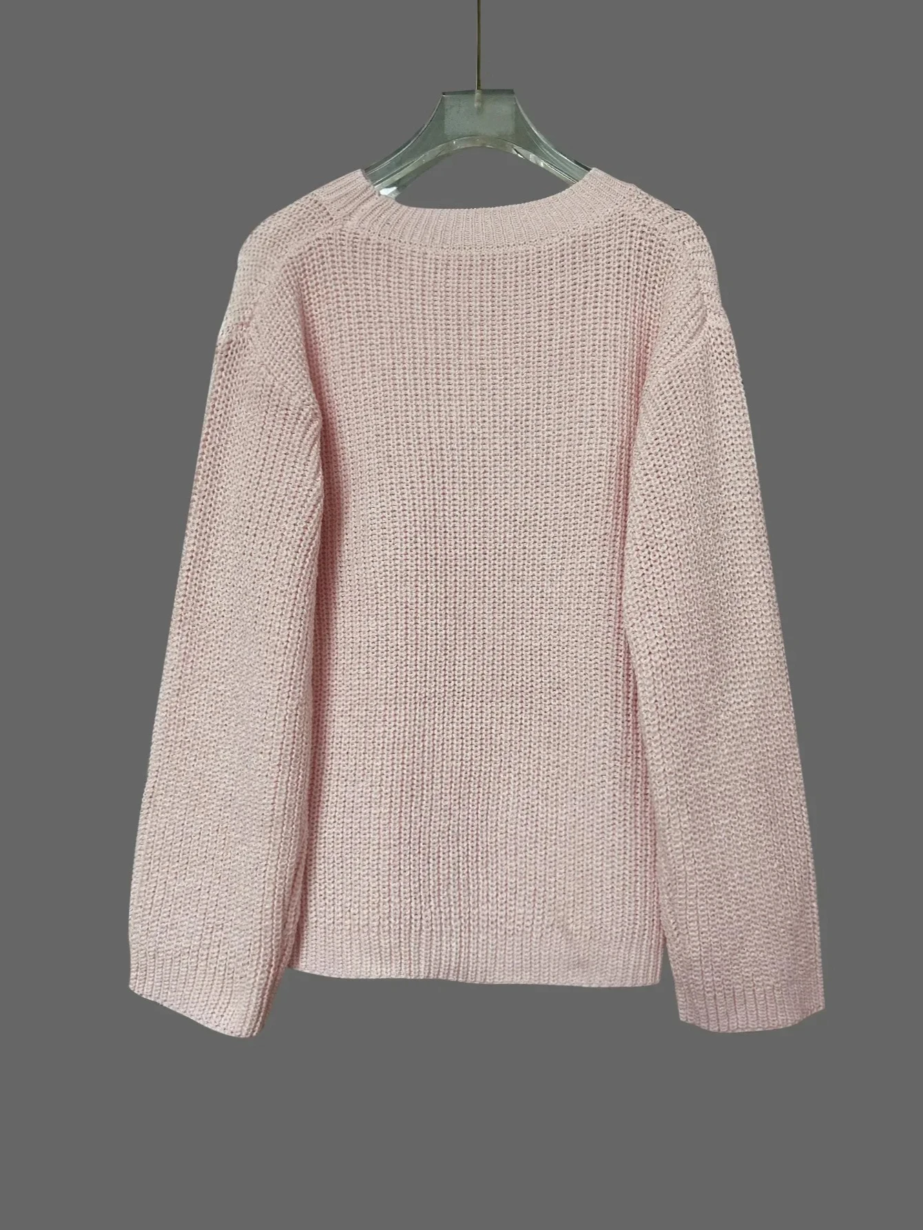 Outono inverno malha manga longa em torno do pescoço camisola 3d flor bordado moda feminina topo