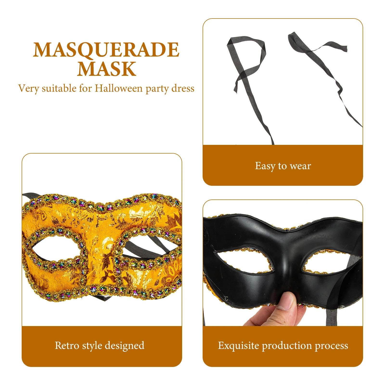 

4pcs Masquerade Men'S Venetian Retro Style Party Costume Mask For Halloween Carnival Cosplay Festival Male Masquerade Ball Mask