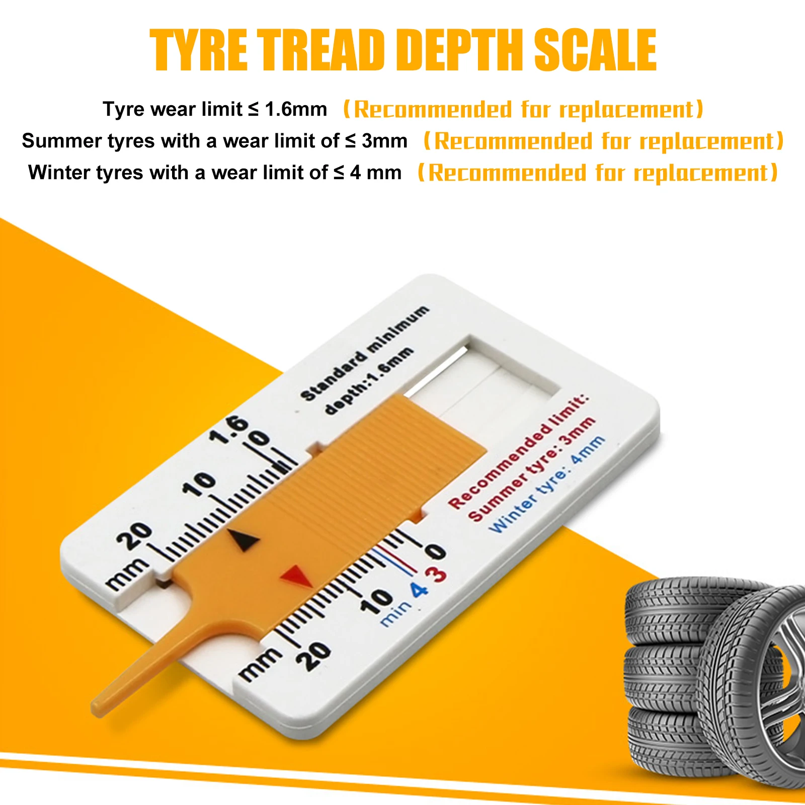 0-20mm Car Tyre Tread Depth Vernier Caliper Tire Thickness Measuring Meter Tool Auto Tyre Tread Depth Gauge Tool