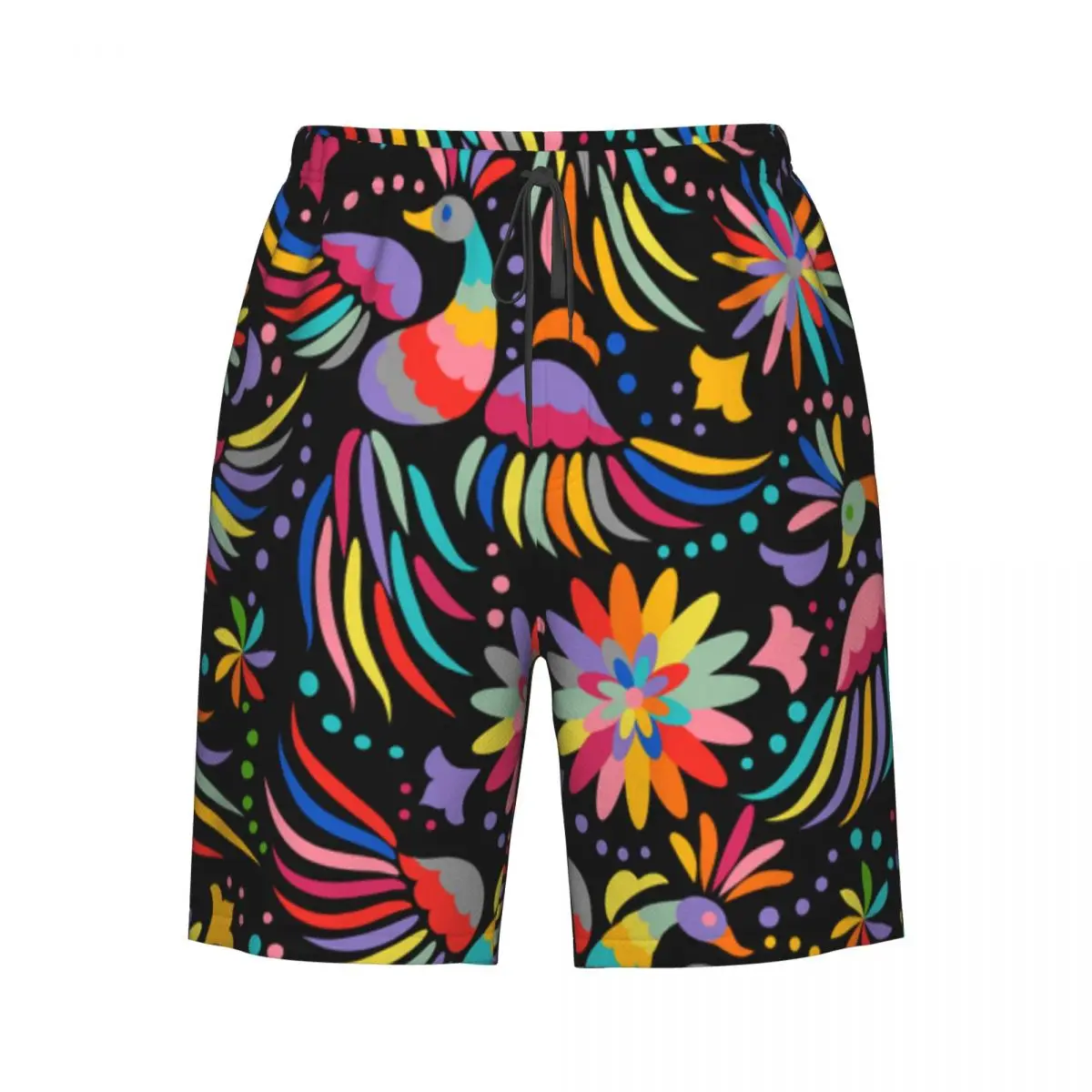 

Quick Dry Swimming Shorts Mexican Colorful Ornate Ethnic Birds And Flowers Print Swimwear Man Swimsuit Swim Trunks