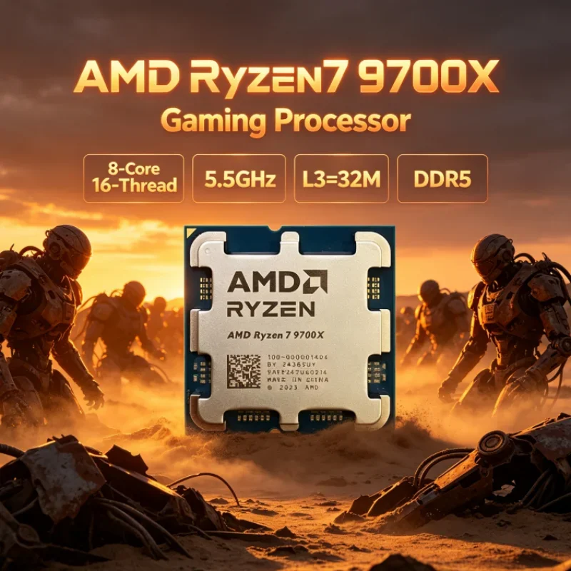 AMD Ryzen 7 9700X 8-Core 16-Thread Desktop CPU DDR5 PCIe 5.0 3.8GHz 65W 4NM Socket AM5 L3=32M Up to 5.5GHz