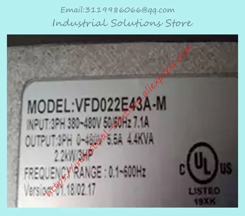 Entrada 3ph 380V Saída 3ph Inversor Série E VFD022E43A-M 0 ~ 480V 5,5A 0,1 ~ 600Hz 2,2kW 3HP Novo Original