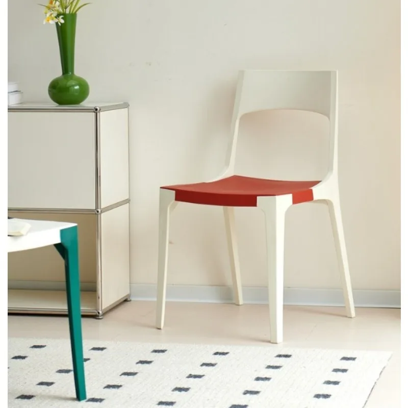 *w for Style Two-Tone Plastic Dining Chair - Modern Minimalist Ergonomic Accent Chair Living Room & Kitchen Chair for Home*