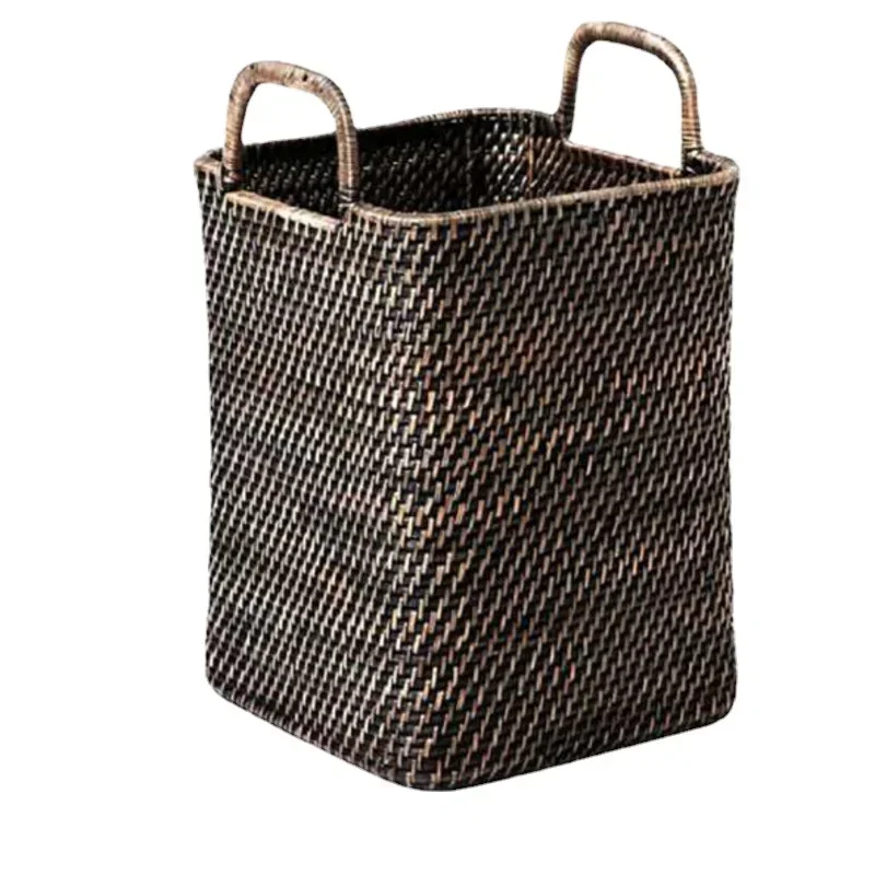 

Spacious Storage Basket Bathroom Rattan Woven Laundry Collector Household Multi-functional Bedroom Garment Holder