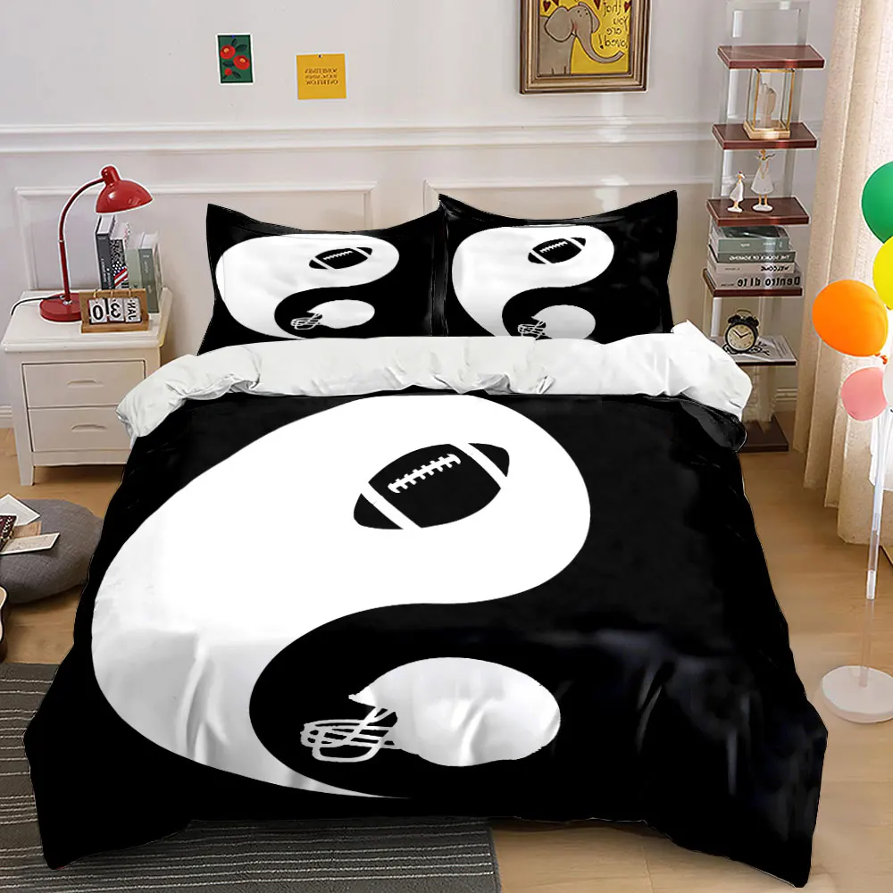 Football helmet and ball yin-yang design Print Soft Comfortable Duvet Cover Bedding Set Included 1*Duvet Cover  2*Pillowcases