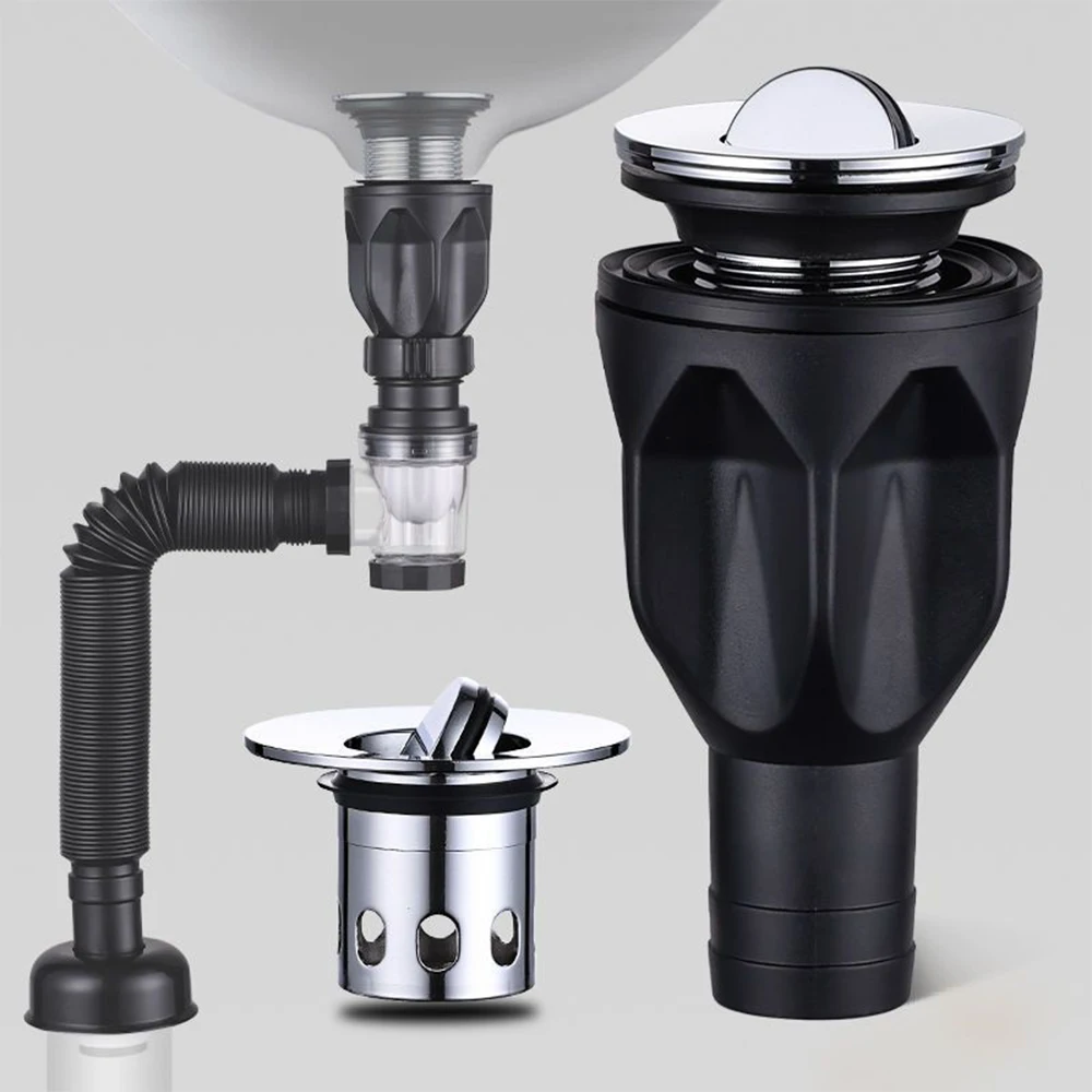 Flip Top Kitchen Sink Drain Pipe Flexible Stretchable Deodorant Anti-Blocking Pop-up Strainer Sewer Tube Bathroom Accessories