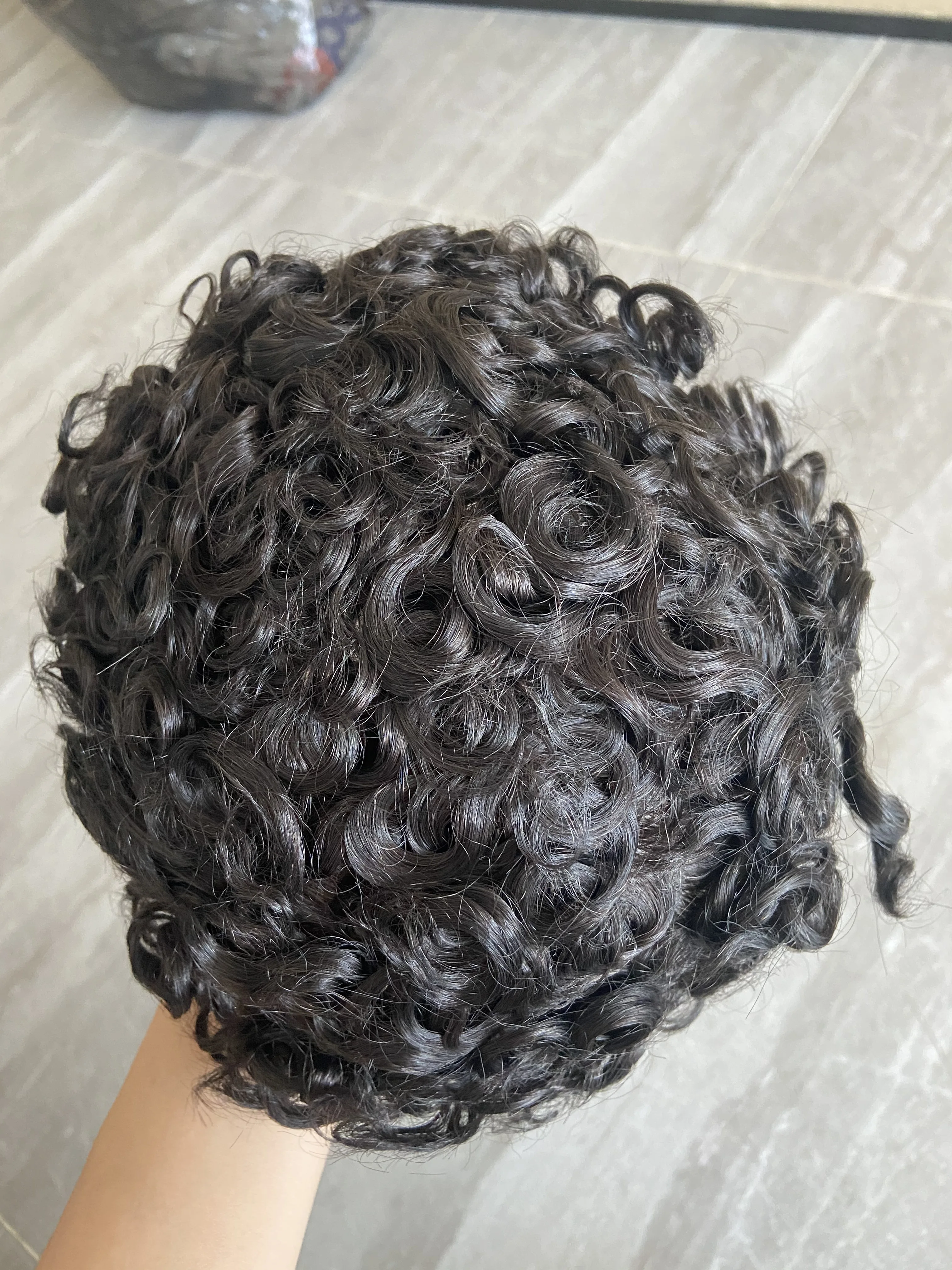 20mm 30mm Curly Men Human Hair Toupee Durable Fine Mono PU Base Man Hair Prothesis System Hairpieces Natural 100% Human Hair