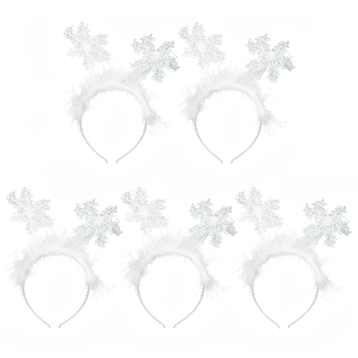 

5Pcs Christmas Snowflake Hair Hoops Classic Cloth Headbands Party Costume Festival Hair Decoration Snowflake Headband