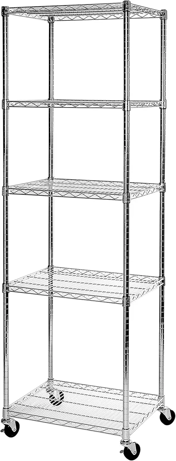 Heavy Duty NSF Solid Steel Wire Rack Storage Unit Organizer for Garage, Warehouse, Office, Restaurant, Classroom, Kitchen, 5-Tie