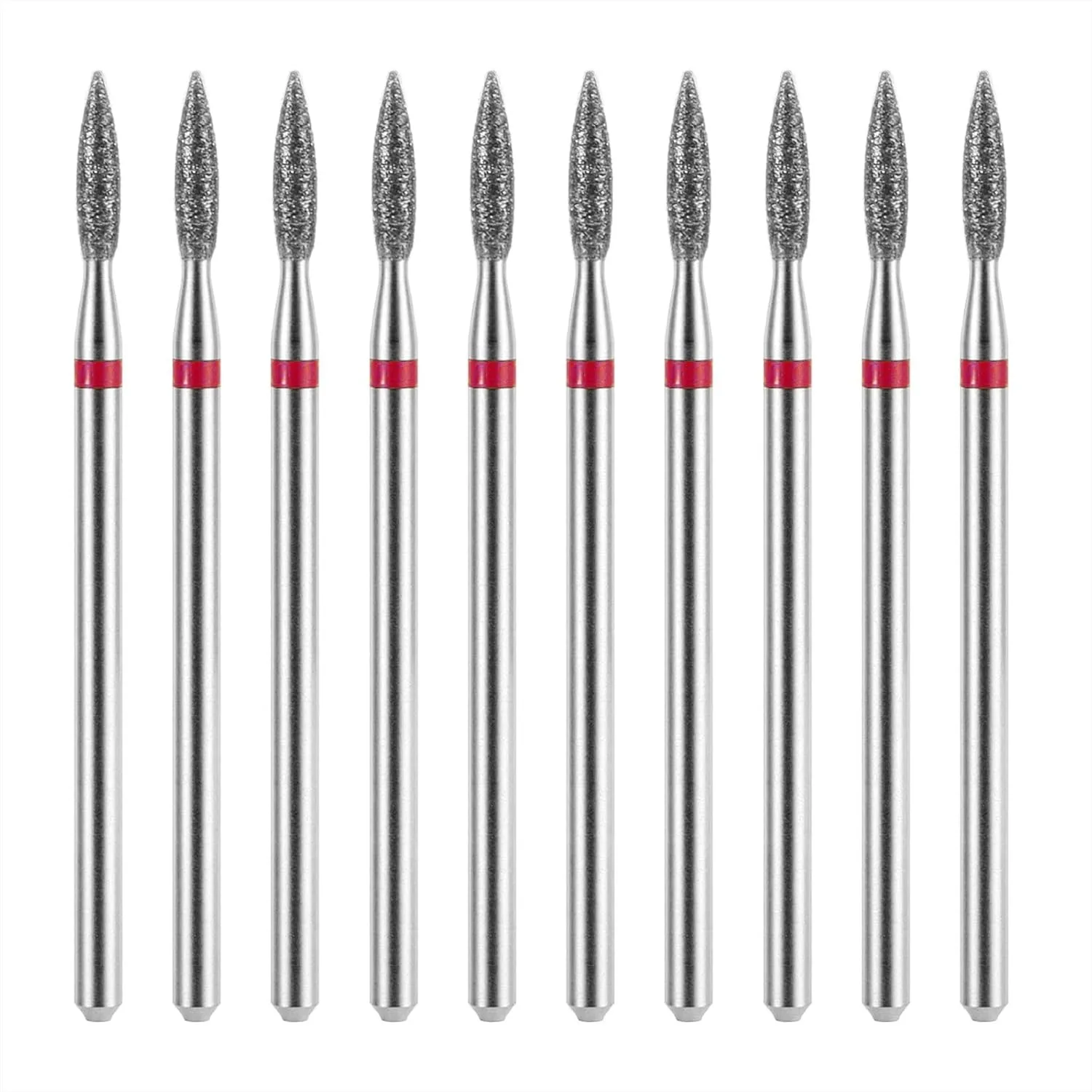 

10Pcs Diamond Flame Cuticle Drill Bits with Case 3/32'' for Nail File Machine Manicure Pedicure Polishing Kit