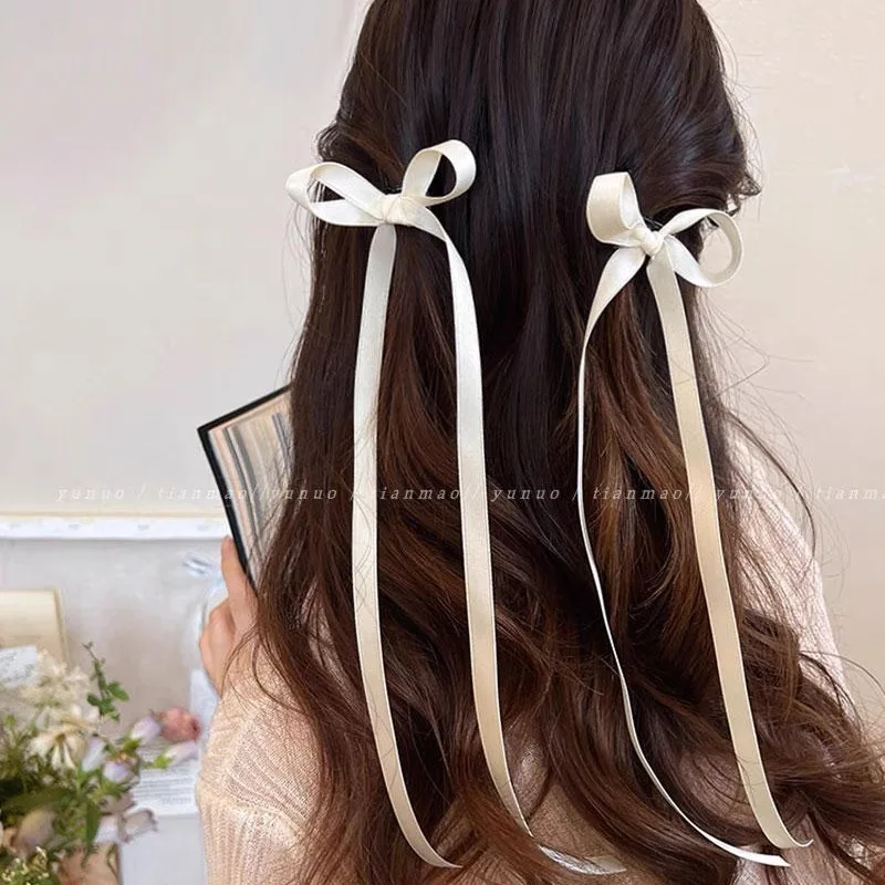 2pcs cute ribbon hair clip claw for girls pink bow hairclip women small clip claw Sweet Bowknot Barrettes Y2K Accessories