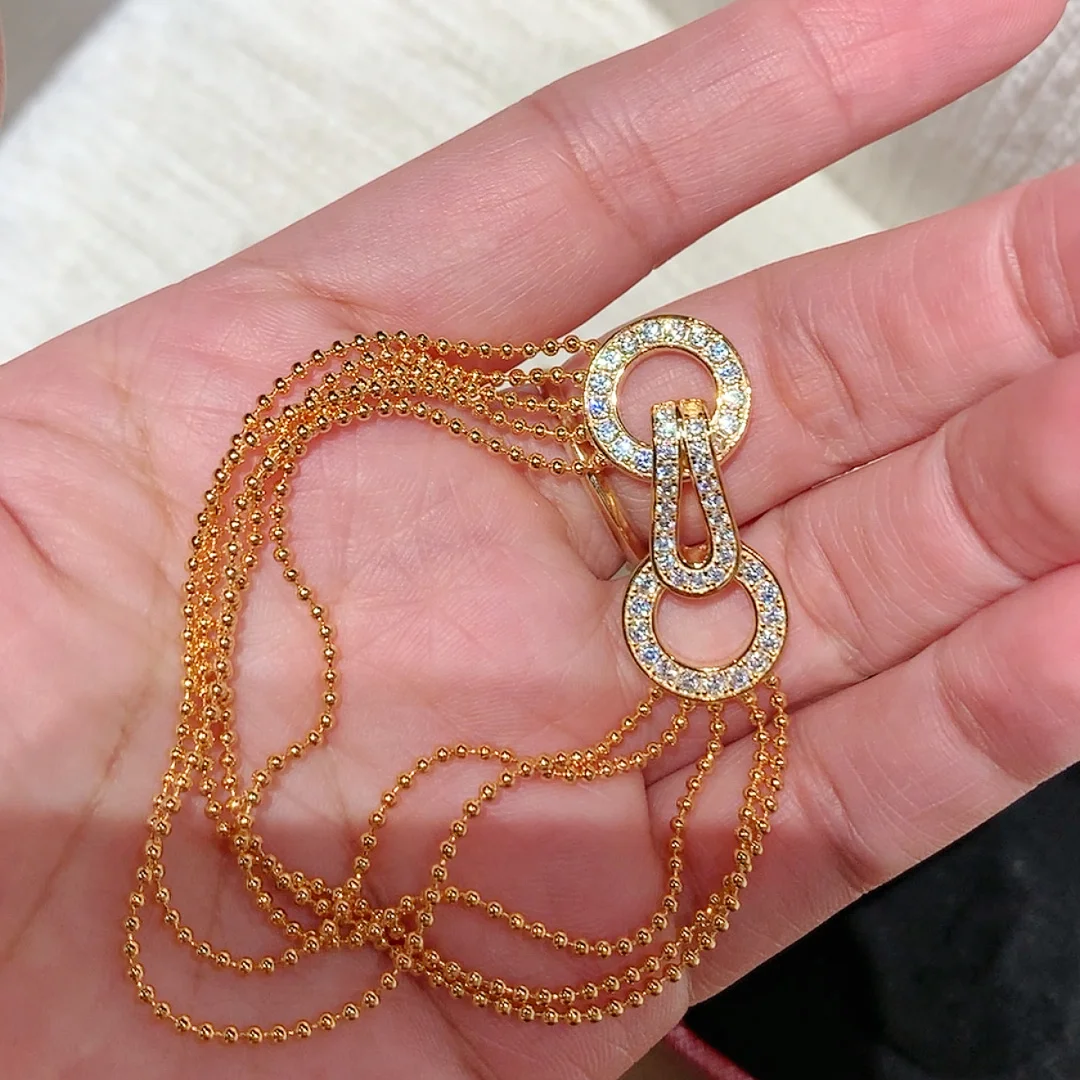 New 925 Sterling Silver Zircon High Carbon Diamond Geometric Multi Layer Bead Tassel Bracelet or Rings Luxury Fine Jewelry view 4