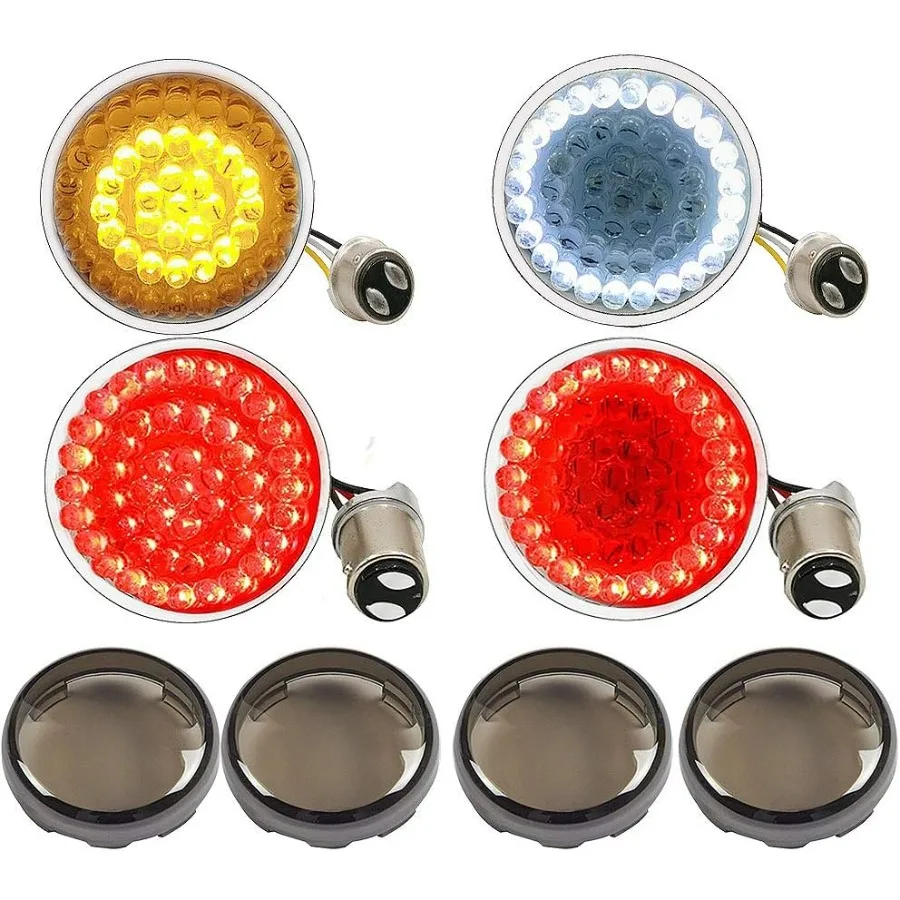 

1157 Front Rear LED Turn Signal, 2 Inch Bullet Double Contacts Motorcycle Brake Running Light for Harley Street Glide, Dyna, Spo