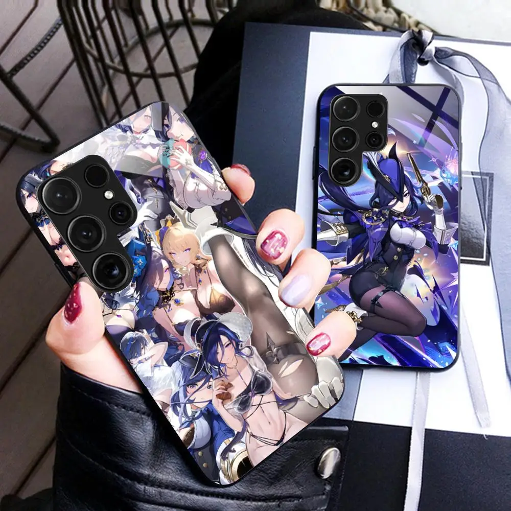 Game GI Clorinde Phone Case for Samsung Galaxy S26 S25 S24 S23 S22 S21 S20 Note20 Plus FE Ultra Glass Protective Cover