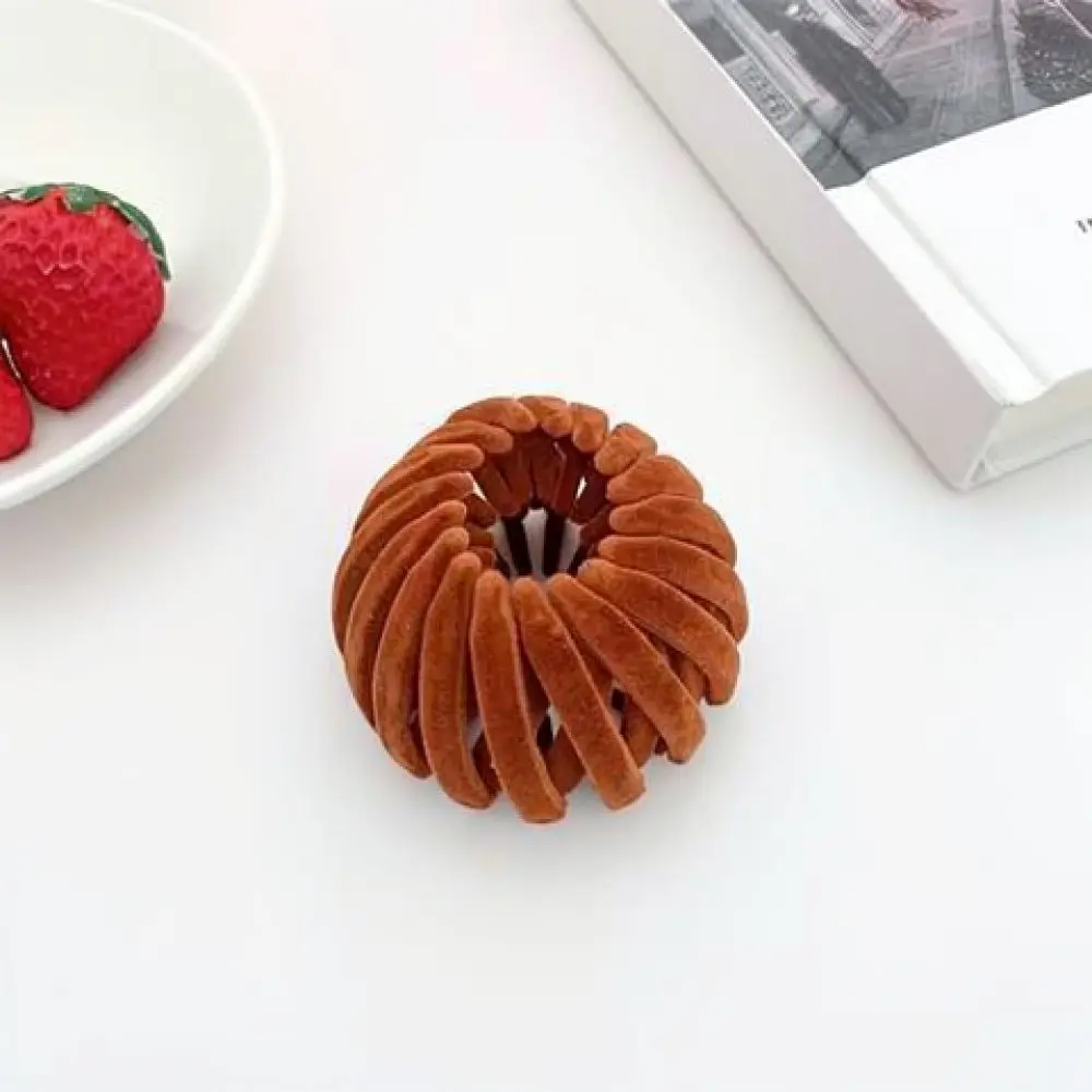 Flocking Birds Nest Hair Clips Expandable Ponytail Holder Bun Maker For Women Stylish Geometric Headwear Hair Styling Tool