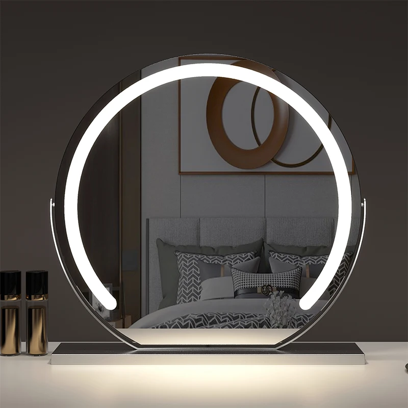 

Vanity Mirror with Lights LED Round Makeup Mirror for Bedroom with 15X Magnification Smart Touch Dimmable 3 Modes 360° Rotation