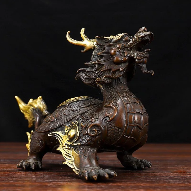 Ornament, Brass Bagua , Dragon Head Turtle, Decorative Piece for Living Room, Entryway, Office