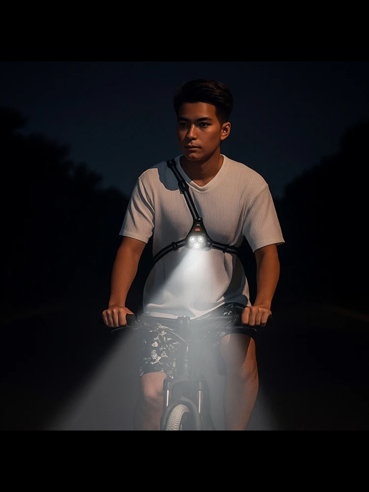 AliExpress LIXADA LED Chest Front Multi-Lamp Red Warning USB Rechargeable Night Running Light Triangle Reflective Strap Back Light Backpack Light