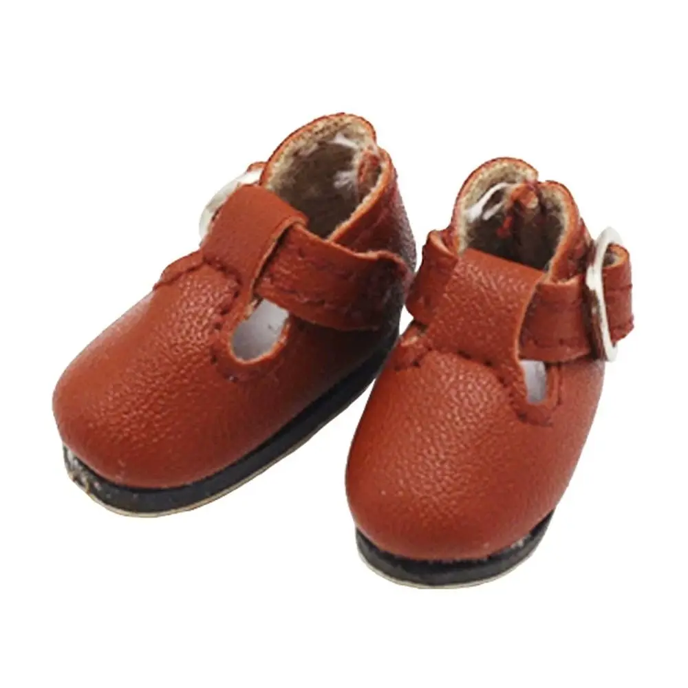 2.8cm * 1.2cm BJD Doll Shoes Mini Size T-shaped Button Doll Leather Shoes Fashion Design Multicolor Doll Sandals Play House