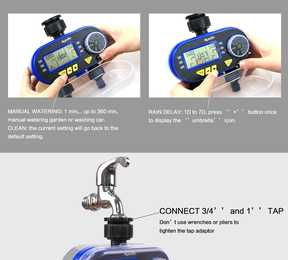 Detalle 4 de Electroválvula Two Outlets Garden Digital Electronic Water Timer Solenoid Valve Garden Irrigation Controller for Garden,Yard Riego