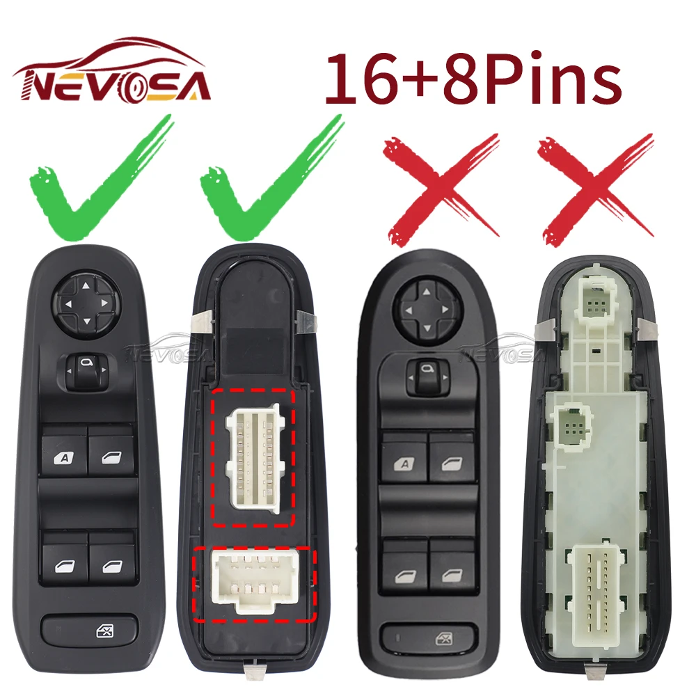 16+8Pins For Peugeot 208 301 308 408 Electric Power Window Glass Lifter Control Button Regulator YL010394ZD 98074445ZD