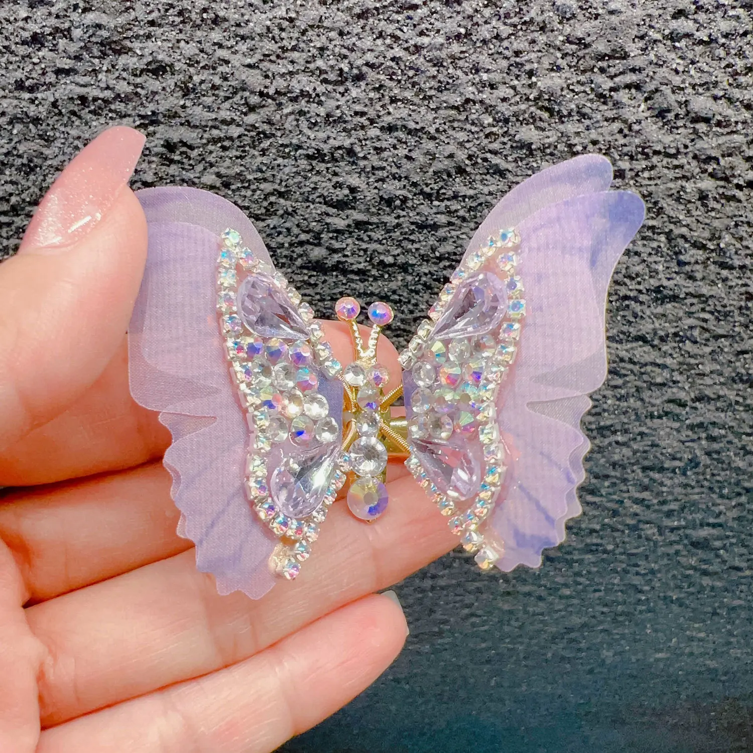Gold Butterfly and Purple Stone Hair Pin Set - Women Jewelry Purple & Gold Butterfly Hair Pins | eBay main image 2