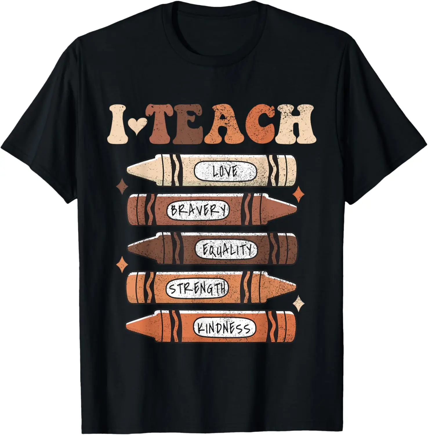 I Teach Black History Month Black Teacher Melanin Crayons T-Shirt