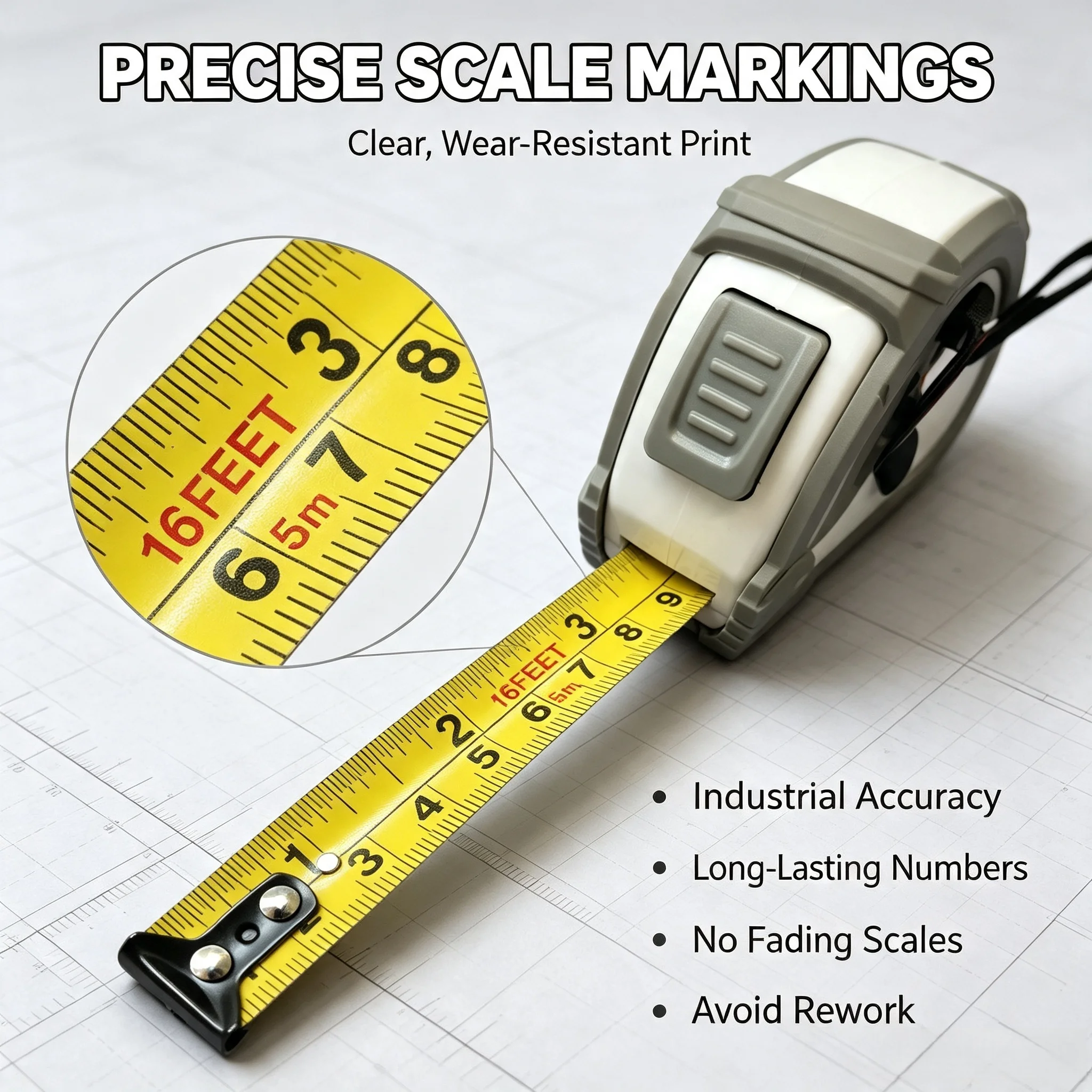 Bosch 5M Steel Tape Measure | Reinforced Metal Ruler | Shockproof Case | Measuring Tool for Construction & Household