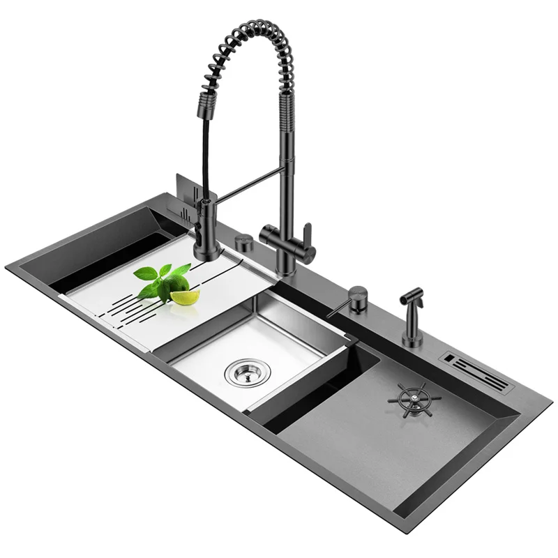 

Stainless Steel Nano Kitchen Sink, 4mm Thick Large Handmade Sink ASRAS 11850NX