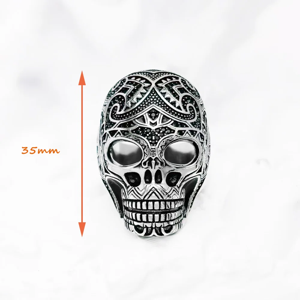 Maori Skull Ring Fine Jewerly For Women Men Autumn Brand New Ethnic Gift In 925 Sterling Silver