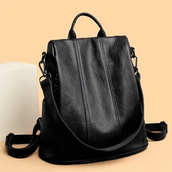 Anti Theft Backpack Purses High Quality Soft Leather Female Vintage School Bags Travel Outdoor Bagpack Ladies Bookbag Rucksack