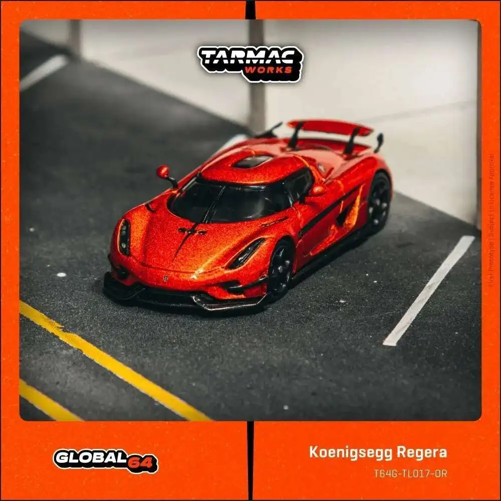 

TW 1:64 Koenigsegg Regera Orange Metallic Black Stripes Diecast Car Model Collection Toys Tarmac Works