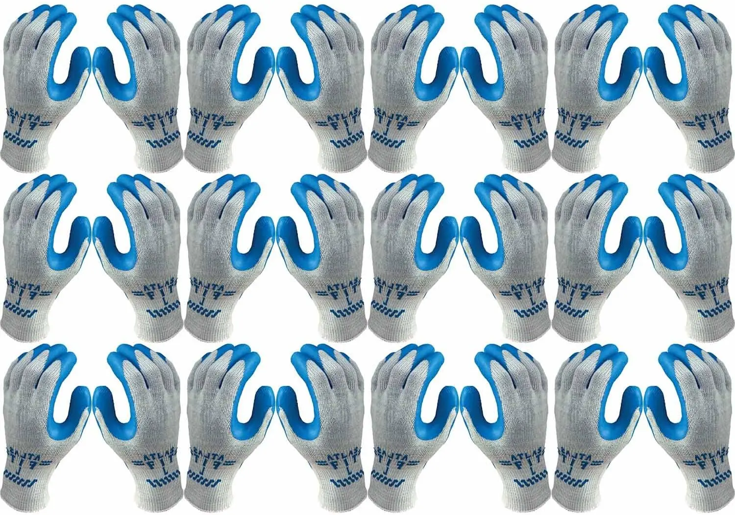 Fit 300 Showa Latex Palm-Dipped Blue Medium Rubber Work Gloves, 24-Pairs