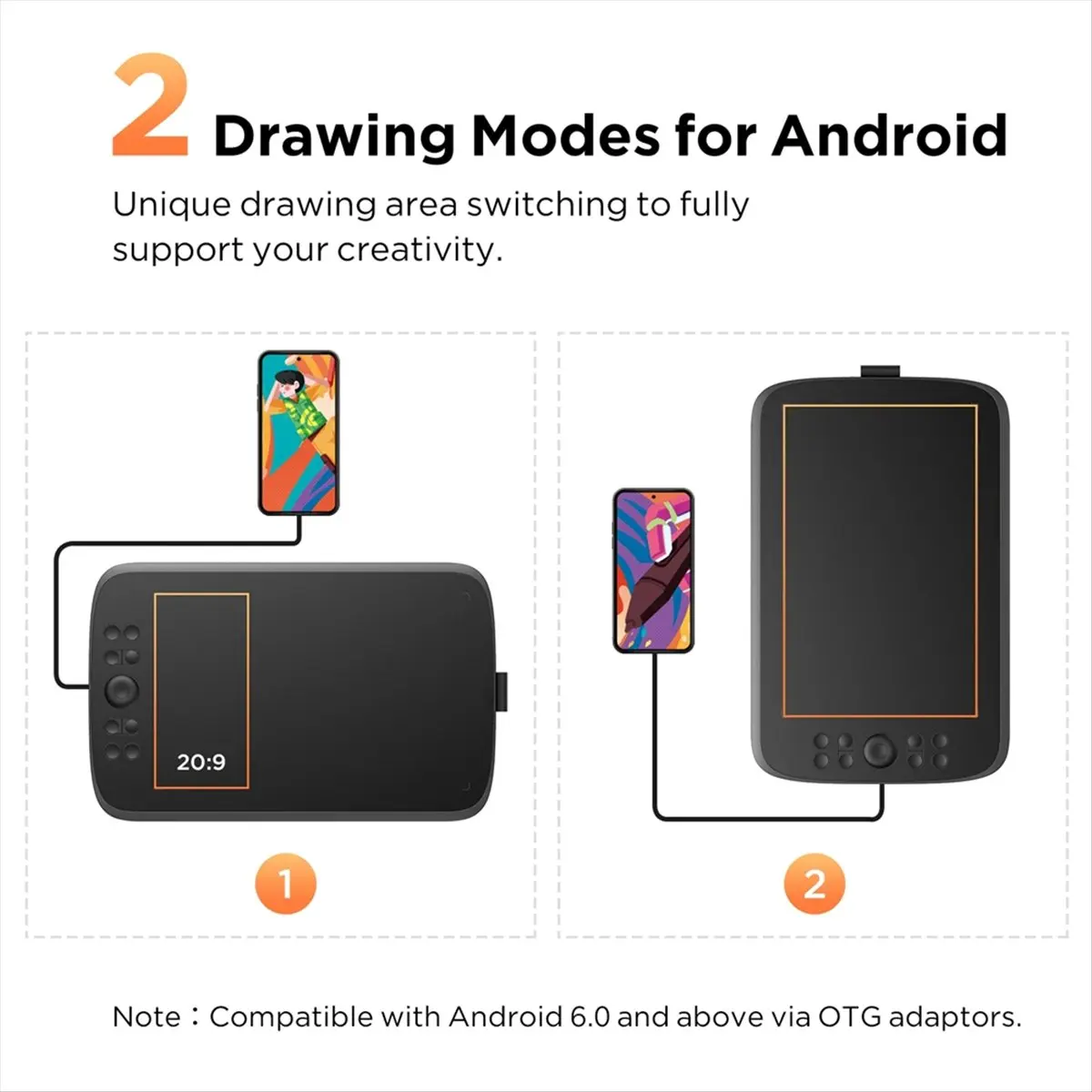 Tableta de dibujo gráfico M908, 10 pulgadas, 8 teclas calientes, rueda de desplazamiento, 16K niveles de presión, Compatible con Android