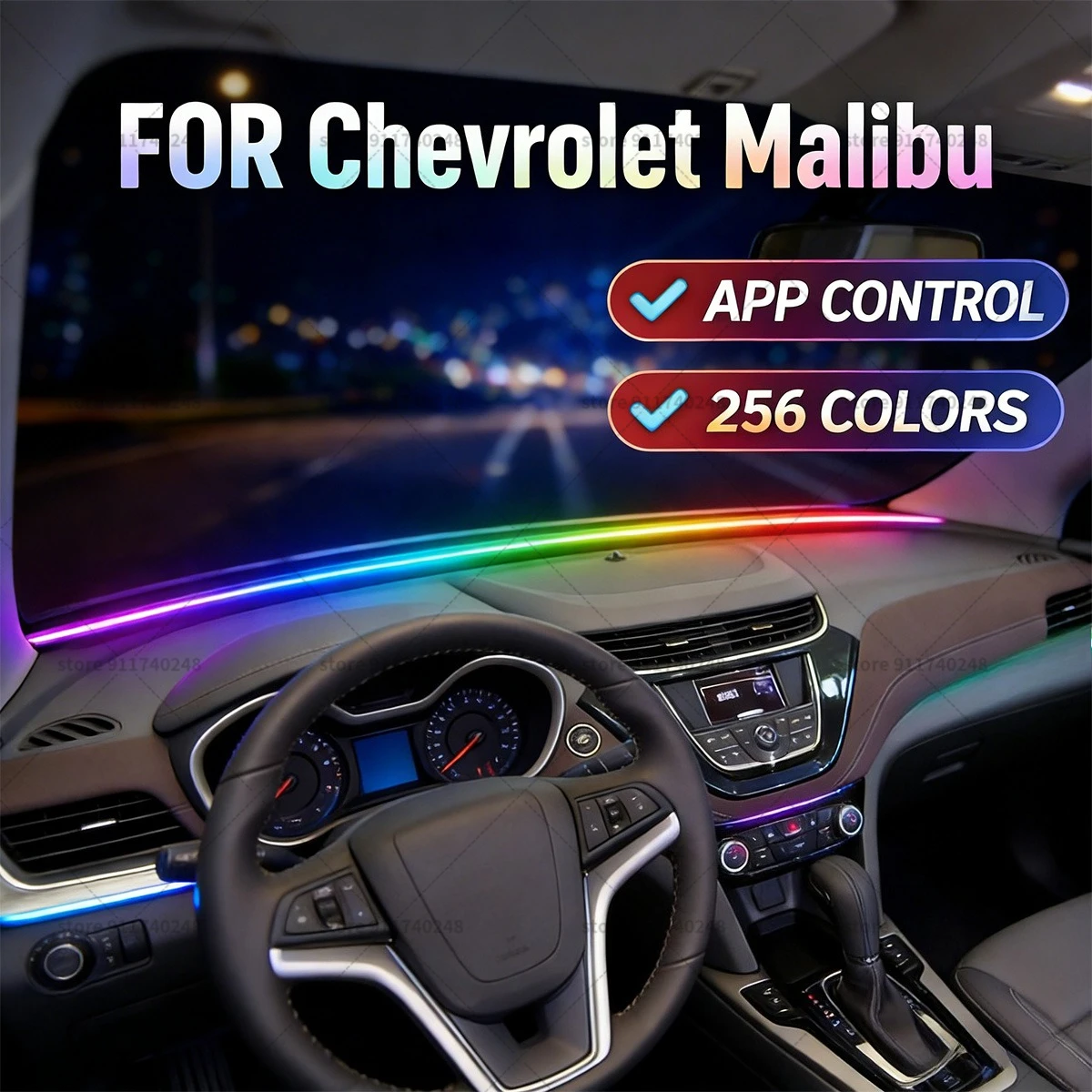

For Chevrolet Malibu Automotive decoration light strip,colorful acrylic front windshield soundproofing strip,ambience light