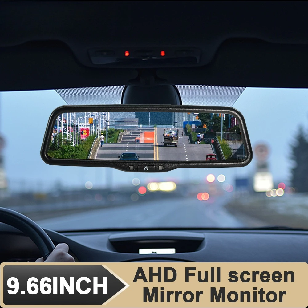 9.66 Inch Streaming Media Rearview Mirror Monitor Auto Dimming 2 Channel Video Input Reverse Image Display