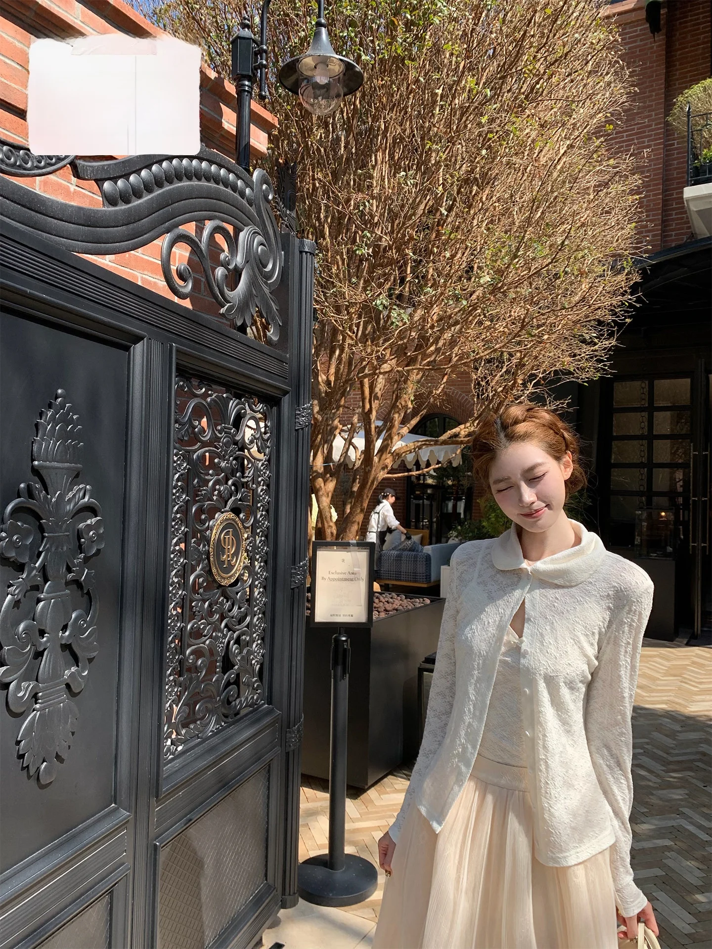 

Soft Lace Knitted Open Cardigan Collared Inner Set Women's Faion Spring Ensemble with Stand Collar Long Sve Button up Top