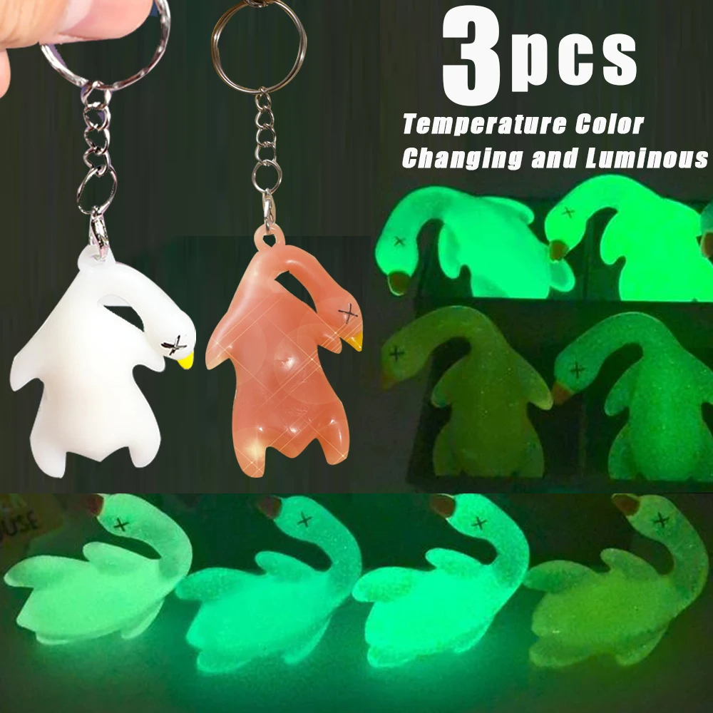 

Luminous Funny Goose Keychains UV and Temperature Color Changing Roast Duck Rope Keyring Backpack Pendant Bag Key Chain Gift